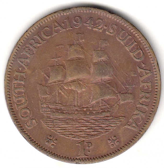 () Монета ЮАР (Южная Африка) 1942 год   &quot;&quot;   Серебрение  VF